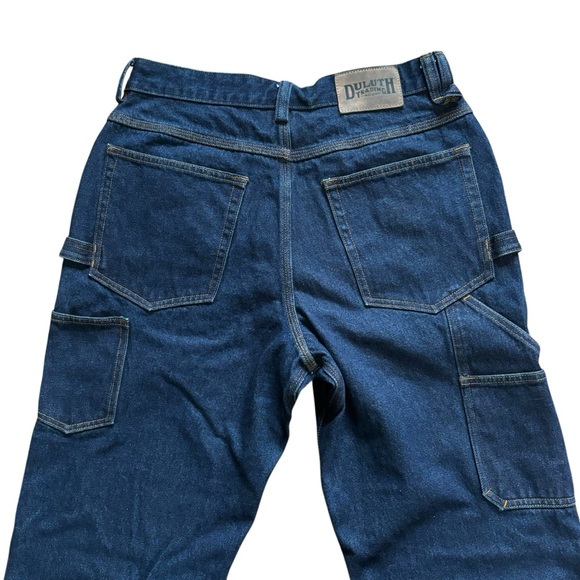 Duluth Jeans Blue Ballroom Carpenter Relaxed Loose Dark Wash Denim Mens 34x32 - Picture 4 of 7